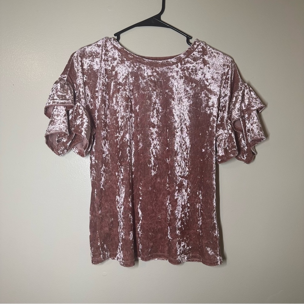 Mossimo Supply Co. Velvet Ruffle Sleeve Blouse - pink